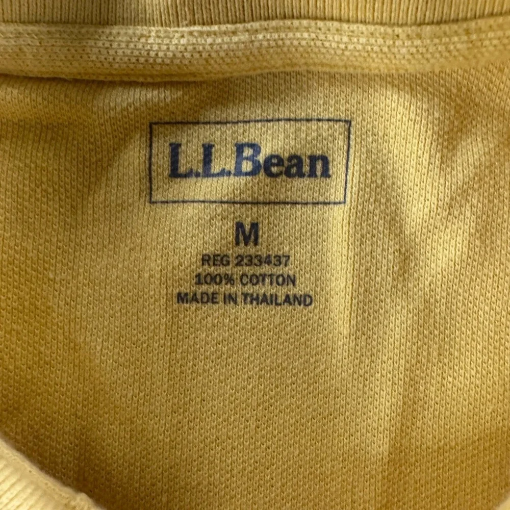 LL Bean Polo Shirt Mens Medium Yellow Good Cotton Pique Short Sleeve 233437